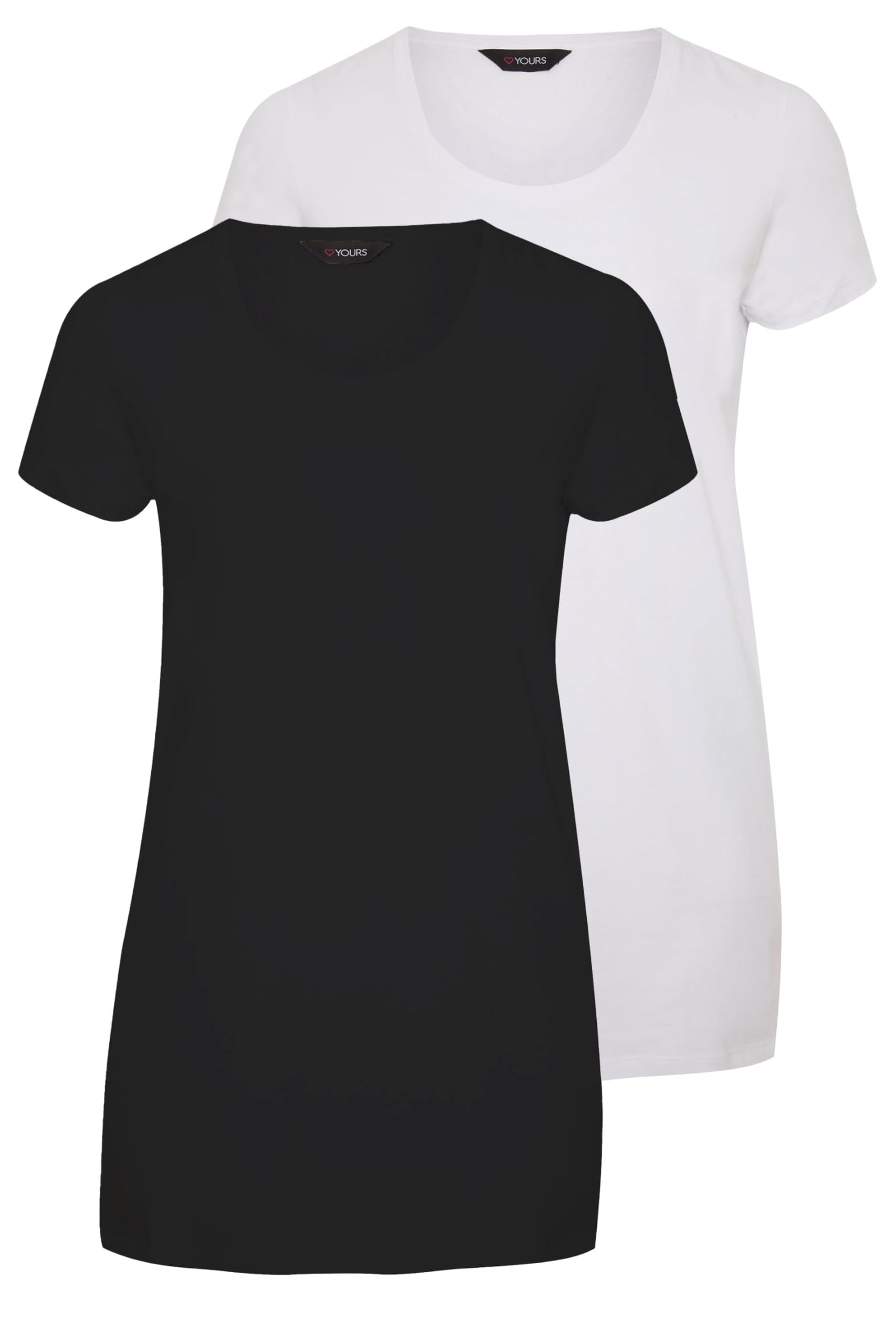 Yours Women's 2 Pack Longline T-Shirts in White | Size: 26-28