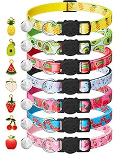 Lafayi 7 Stück Frucht Katzenhalsbänder mit Glöckchen