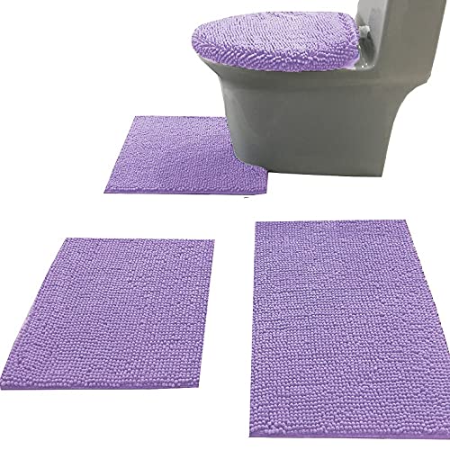 Madeals Badteppich Set 4-teilig mit WC-Deckelbezug und Teppich Set Kombi, Weich Shaggy Badteppich Set 3-teilig und U…