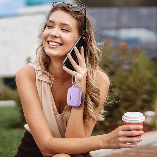 Easuny Etui na słuchawki AirPods Pro 3 2025 - silikonowe etui ochronne z grawerunkiem kwiatowym, kompatybilne z Apple AirPods Pro 3 - odporne na wstrząsy etui z karabińczykiem i zestawem do