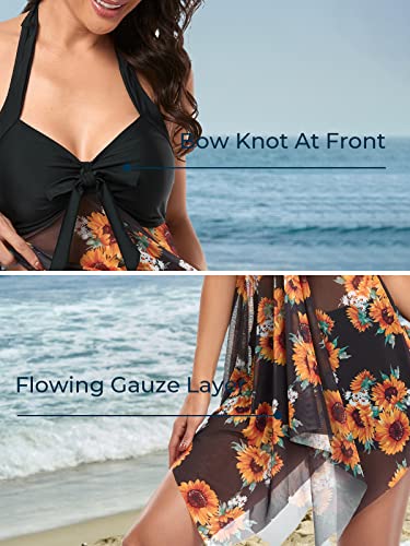 Image of MiYang Womens Tankini Swimdress with Boyshorts Two Piece V Neck Bowknot Halter Bathing Suit Dress