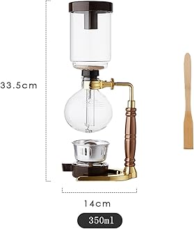Tabletop Siphon Coffee Maker, Glass Siphon Vacuum Coffee Maker, 1-3 Cups Siphon Coffee Maker, Stainless Steel Bracket, for Coffee, Tea, 350ml/500ml