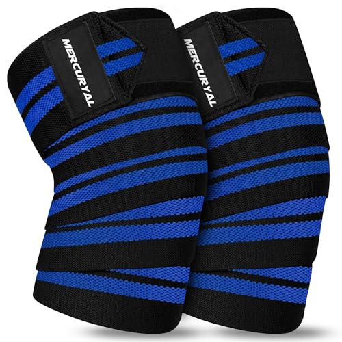 MERCURYAL Pack 2 Rodillera Gimnasio Powerlifting, Elástico 2M – Rodilleras Gym - Rodillera Vendaje para Levantamiento de Pesas - Rodilleras Soporte para Musculación Squat Entrenamiento Fitness