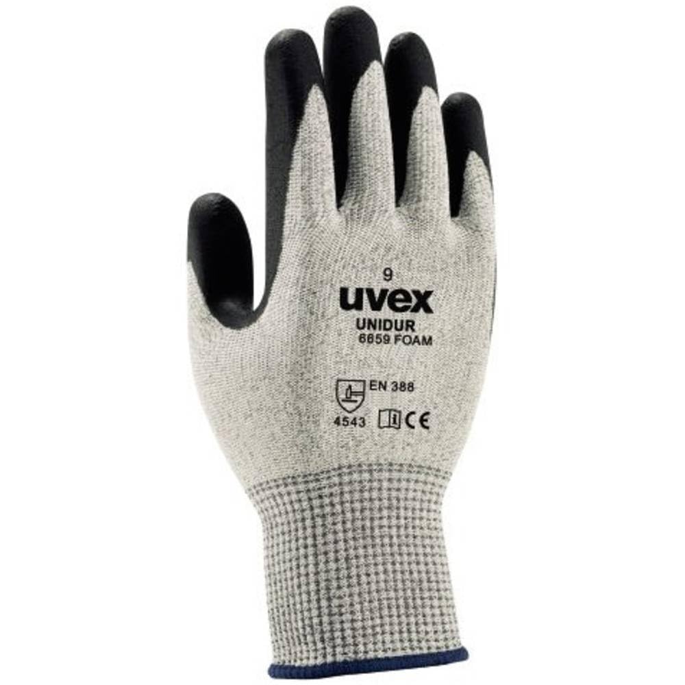 Uvex Ruvex-Uni6659F_9 rękawice ochronne, czarno-biało-szare, 9 rozmiarów, 10 sztuk