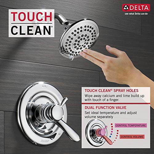 Delta T17438 Faucet Lahara 17 Series Dual-Function Tub And Shower Trim Kit With 5-Spray Touch-Clean Shower Head, Chrome T17438  thumb #4