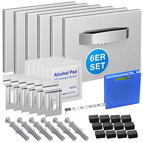 Juego de 6 soportes autoadhesivos para colgar cuadros y espejos, superficie adhesiva 3M extrafuerte para imágenes, juego de montaje, imágenes colgador de espejo con mininivel de burbuja