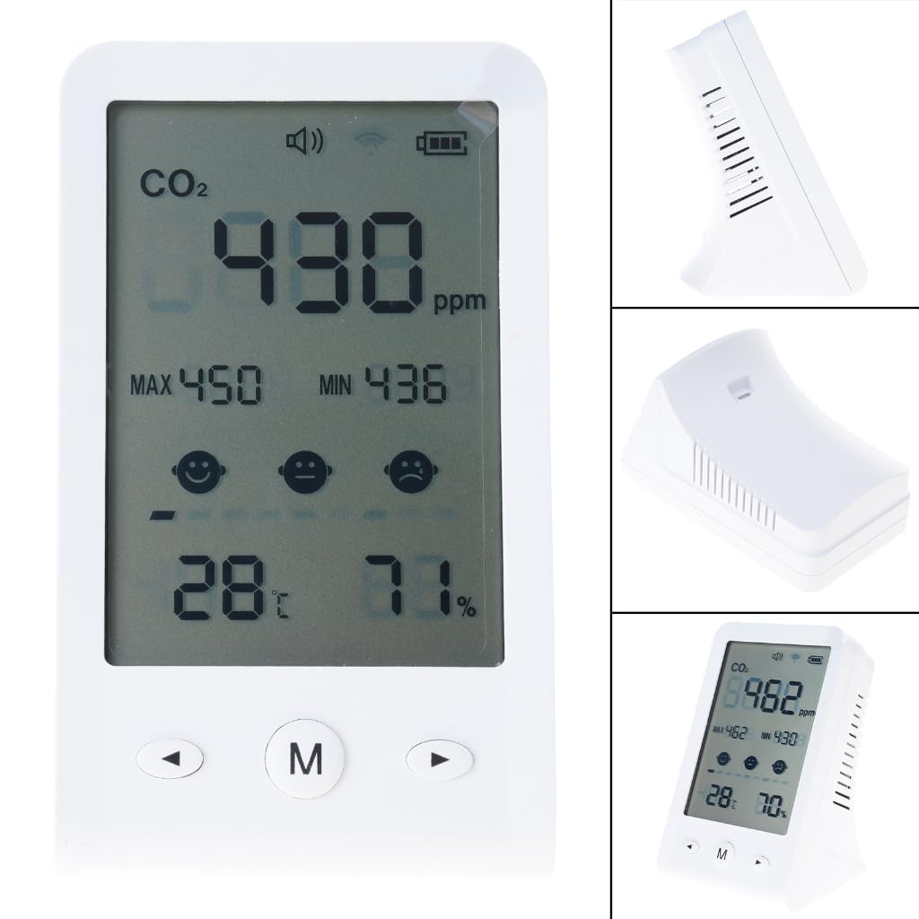 Medidor de CO2 para interiores, monitor de CO2 para analizador de temperatura y humedad en la oficina en casa