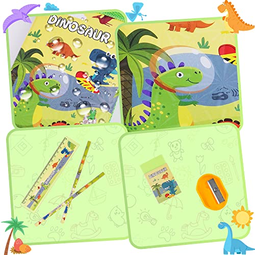 Vicloon Dinosaurier Schreibwaren Set, Schreibwaren Geschenkset für Mädchen, Radiergummi, Anspitzer, Brieftasche, Lineal, Bleistift, Kinder Mitgebsel, Geschenk Set für Mädchen und Junge(Dinosaurier)
