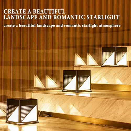 Pillar Solar Lights, Waterproof Outdoor Lamp Post, Outdoor Solars Column Lighting, Sturdy LED Square Design, 800mAh Energy Saving Solar Lamp, Landscape Fence Garden Post Light for Villa Courtyard Use – Image 3
