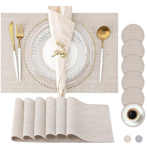 La Mejor Recopilación de Manteles Individuales Walmart - los preferidos. 47 SHOUS Manteles Individuales para Mesa, 6 Piezas manteles Individuales PVC Ecológicos Antideslizante y Resistentes al Calor, Tapete de Mesa Fácil de Limpiar para el Hogar,...