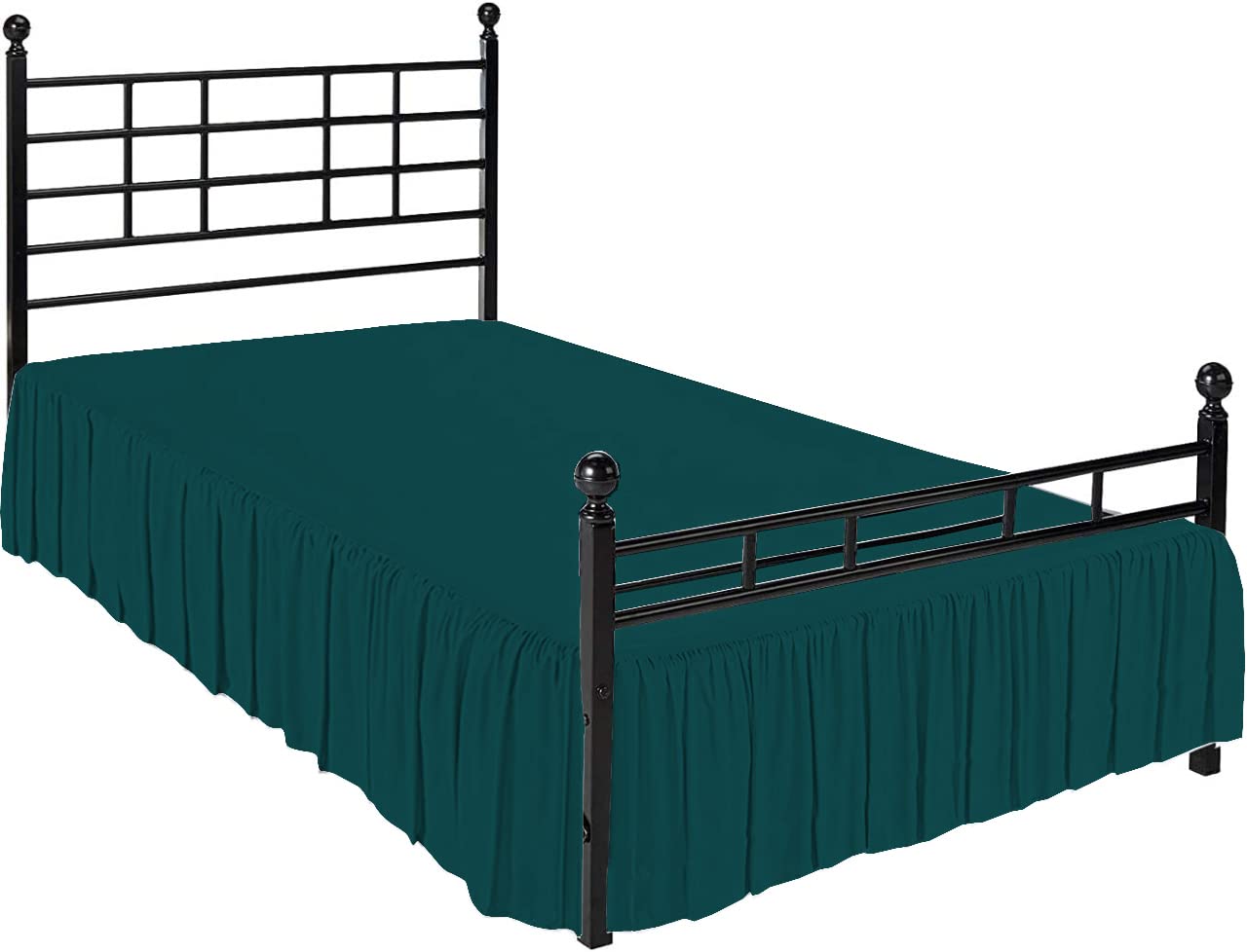 1 Piece Ruffled Bed Skirt with Split Corners - 18