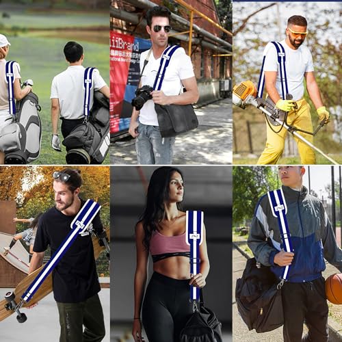 Image of ZINZ 74 inch Shoulder Strap with Fixed Pad and Dual Balanced Buckles,Blue-White-Blue Stripe