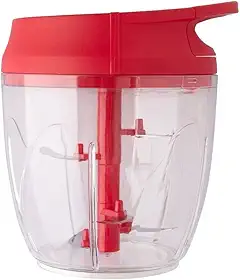 Processador de Alimentos Manual Triturador Mixer 5 Laminas - 850ml Clink (VERMELHO)