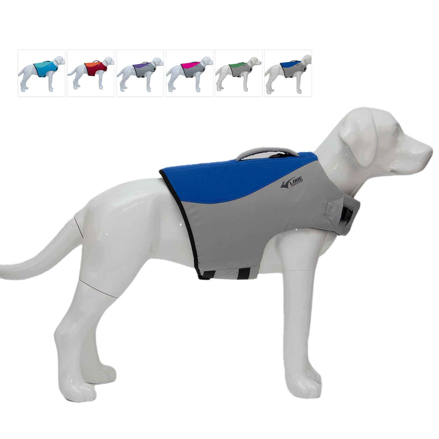 Dog Life Jacket, Sport Style Dog Float Coat with Excellent Buoyancy, Stylish Dog Swimming Safety Vest with Rescue Handle for Small Medium Large Dogs Blue M
