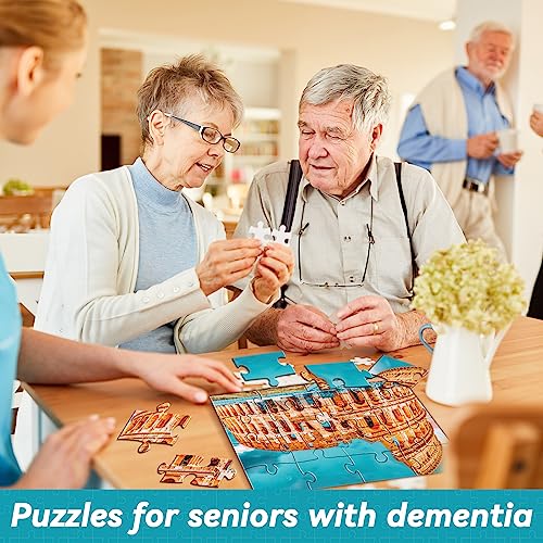 5 Packs 16 Piece Large Jigsaw Dementia Puzzles for Alzheimer’s Products Activities, Alzheimer's Puzzles Easy Memory Cognitive Games for Elderly Seniors Adults Gift with 5 Storage Bags, Construction - Image 3