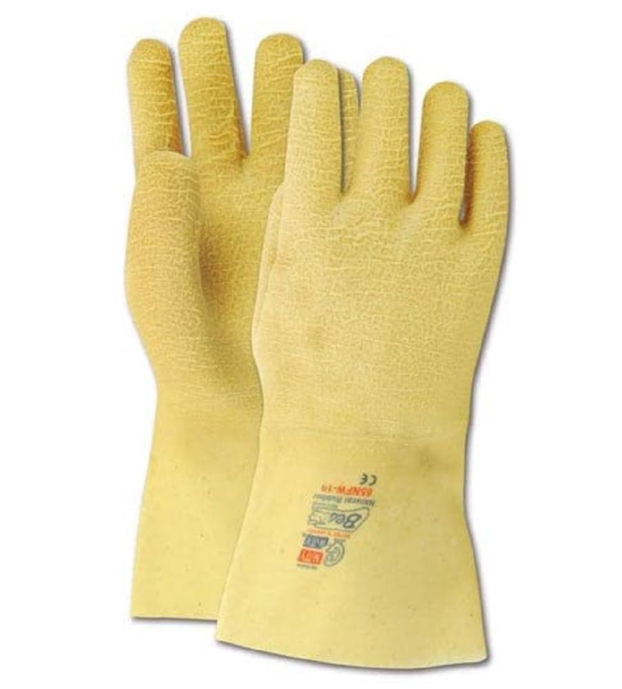 MAGID 2482 SHOWA Best Guard Nitty Gritty Yellow Rubber Fully Coated Gloves, Natural, Men's (Fits Large) (Pack of 12)