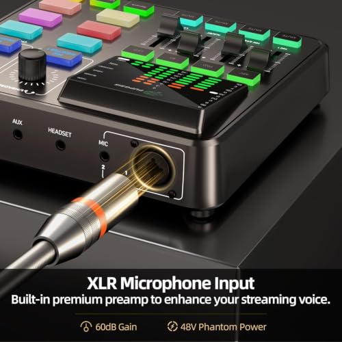 Image of PUPGSIS Podcast Equipment Bundle, Audio Mixer with XLR Dynamic Microphone, Pro-preamp, Bluetooth 5.3, All-in-One Gaming Equipment Set for Podcast Recording, Live Streaming, Video Vocals, PC, Phone, DJ