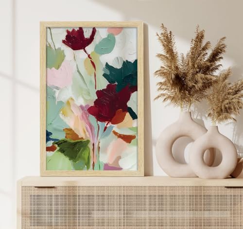 Image of ArtX Abstract Floral Paintings for Living Room, Wall Art Frames for Home Decor, Modern Flower Wall Painting for Bedroom, Office & Interior Decoration, 12x18 Inch, Set of 2