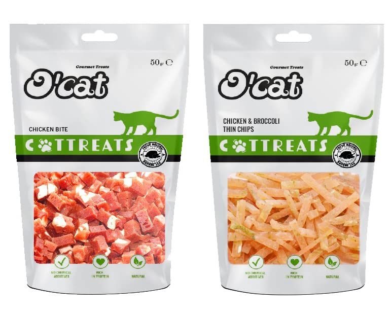 PETS EMPIRE OCat Chicken Bite and Chicken & Broccoli Thin Chips, Healthy Cat Treats, Kitten Snack Sticks and Bites for Training and Feeding, Non-Vegetarian Kitty Snacks for Cats, Kittens (50 g X 2) (B09RH79PF2) Amazon Price History, Amazon Price Tracker