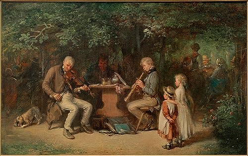 Tableau Musiciens dans le Pub Garden Anton Burger 60x90cm art mural