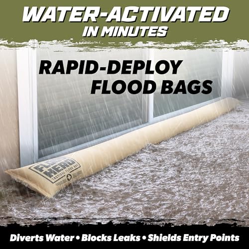 Image of Flood Hero Water Activated Sandbags - Flood Bag Barriers for Home, 6 ft (Pack of 16)