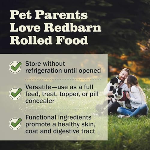 Image of Redbarn Pet Products All-Natural Premium Rolled Dog Food, Beef Recipe - Soft Semi-Moist Wet Formula for High Protein Diet, Training Rewards, & Treat Pill Concealer - 4 lb, 1 Count (Pack of 2)