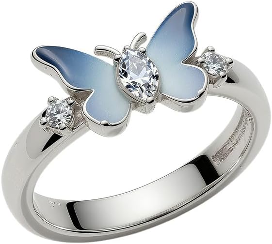 Custom Personalized Butterfly Birthstone Ring Name Engraved 925 Sterling Silver/10K/14K/18K Gold Promise Anniversary Engraved Ring For Women