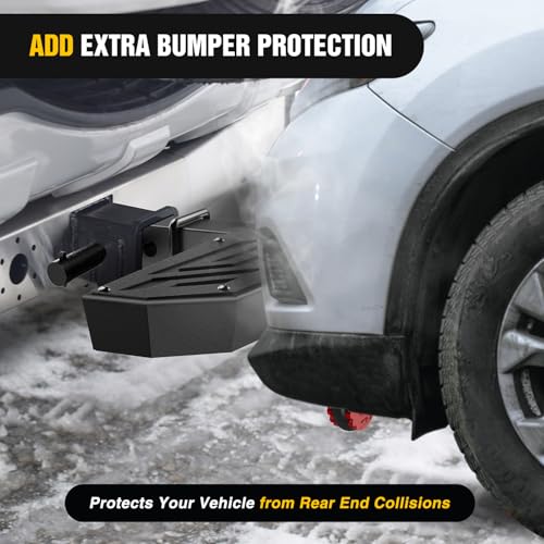 Image of Nilight Hitch Step 2 Inch Receiver Universal Trailer Hitch Step Armor with Anti-Theft D-Ring Shackle Hitch Lock Stabilizer Anti-Slip Design Rear Bumper Guard for Pickups Trucks Vans SUVs ATVs
