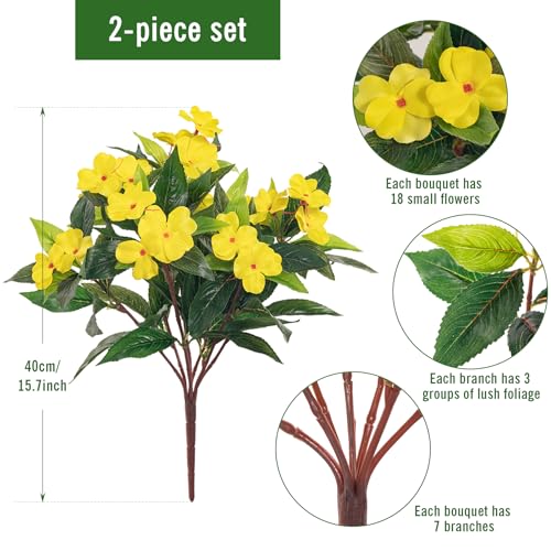 2 Pieces Artificial Flower Impatiens for Balcony Garden Bonsai Decoration image 8
