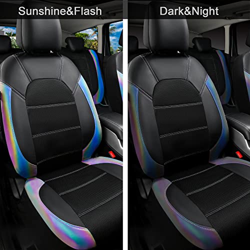 Image of CAR PASS Leather Car Seat Covers Front Seats only, with Air Mesh Front Seat Covers Breathable, Cool Automotive Seat Covers 2 Pack, Universal Fit Most Cars,SUV,Truck,Van Airbag Compatible(Iridescent)