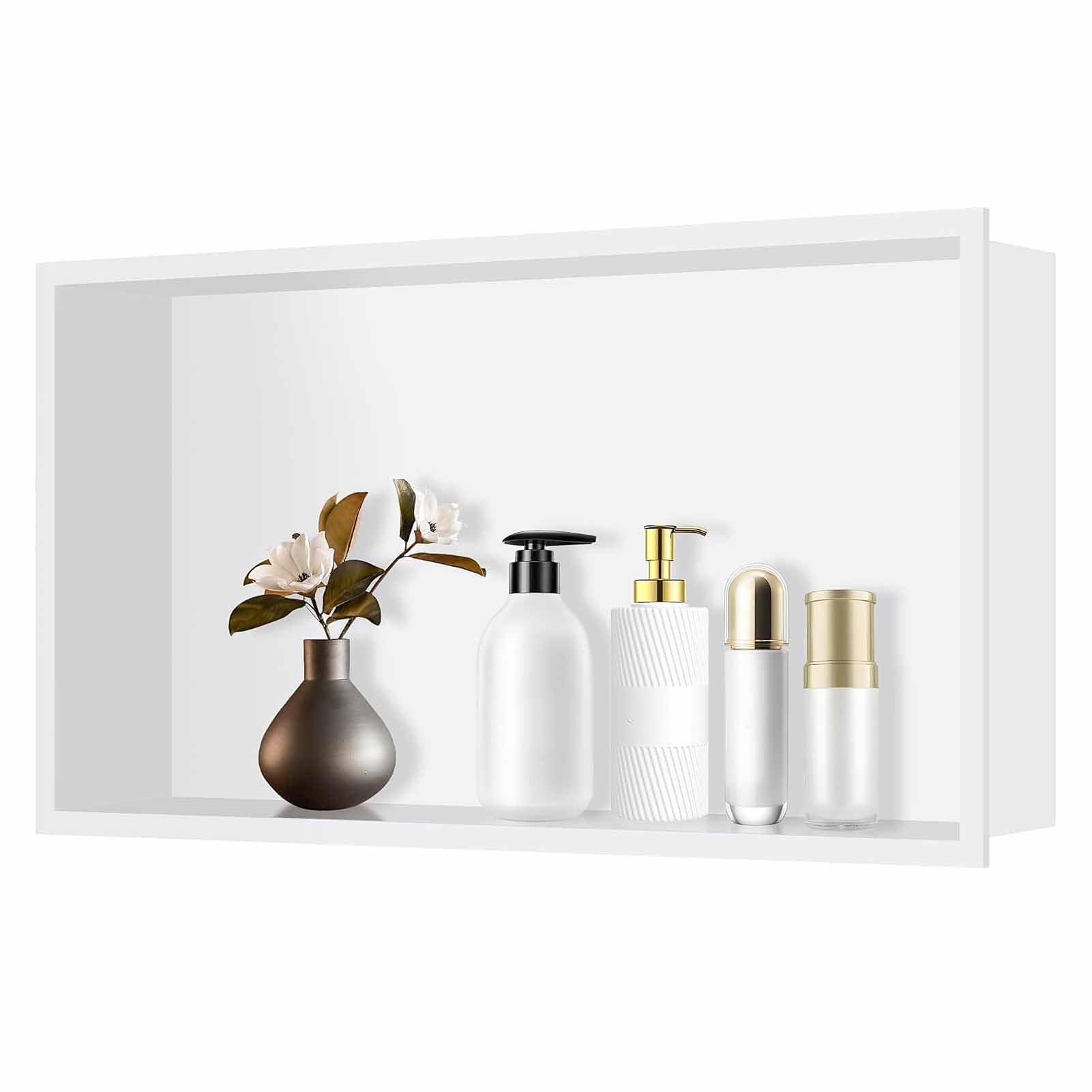 Niche de douche en acier inoxydable 304 noir mat 72x32 cm avec éclairage LED