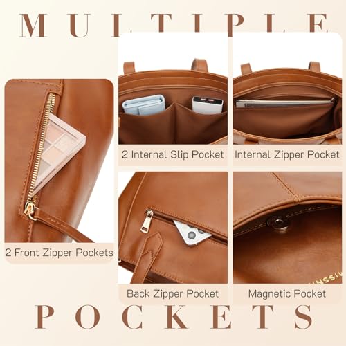 Missnine Tote Bag For Women With Zipper, Leather Purse And Handbags, Ladies Top-Handle Shoulder Hobo Bags For Work thumb #3