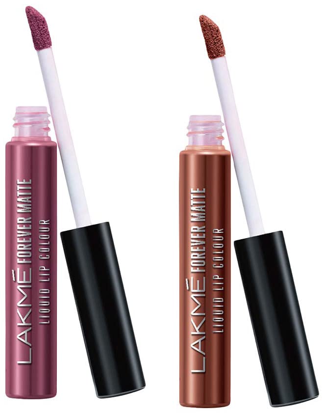 Image of LAKME Forever Matte Liquid Lip Colour, Mauve Ecstasy, 5.6 Ml & Forever Matte Liquid Lip Colour, Nude Twist, 5.6 Ml