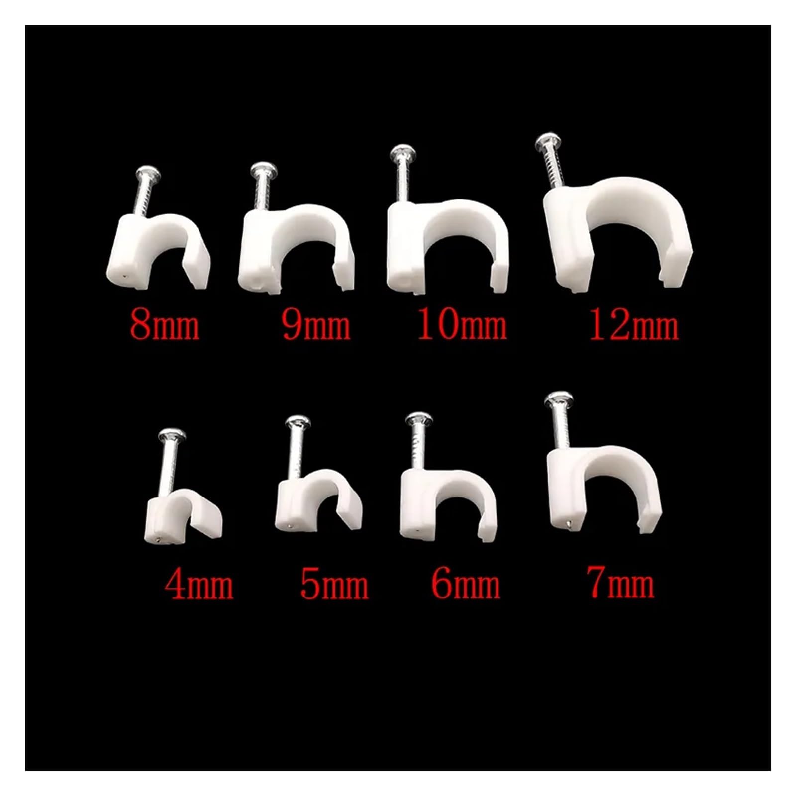 Clips for cables con clavos, 100 unidades, clips for de acero en forma C, 4, 5, 6, 7, 9, 10, 12 Mm, fijación for gestión, eléctricos(9mm)