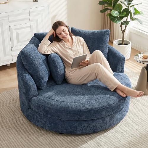 Aoiy & Wifon 59.8" W Oversized Barrel Chair, Round Accent