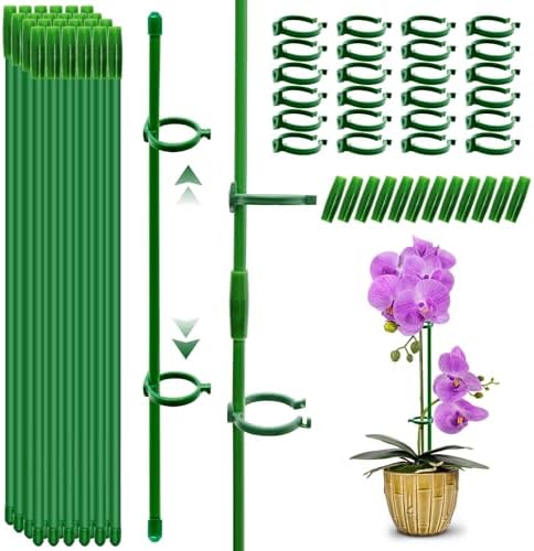 Pflanzenstütze, Rankhilfe, 20 Stück Pflanzenhalter, mit 20 Karabinern
