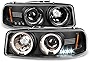 ACANII - For 1999-2006 GMC Sierra 1500 Yukon Denali LED Halo Ring Black Housing Projector Headlights Headlamps Assembly