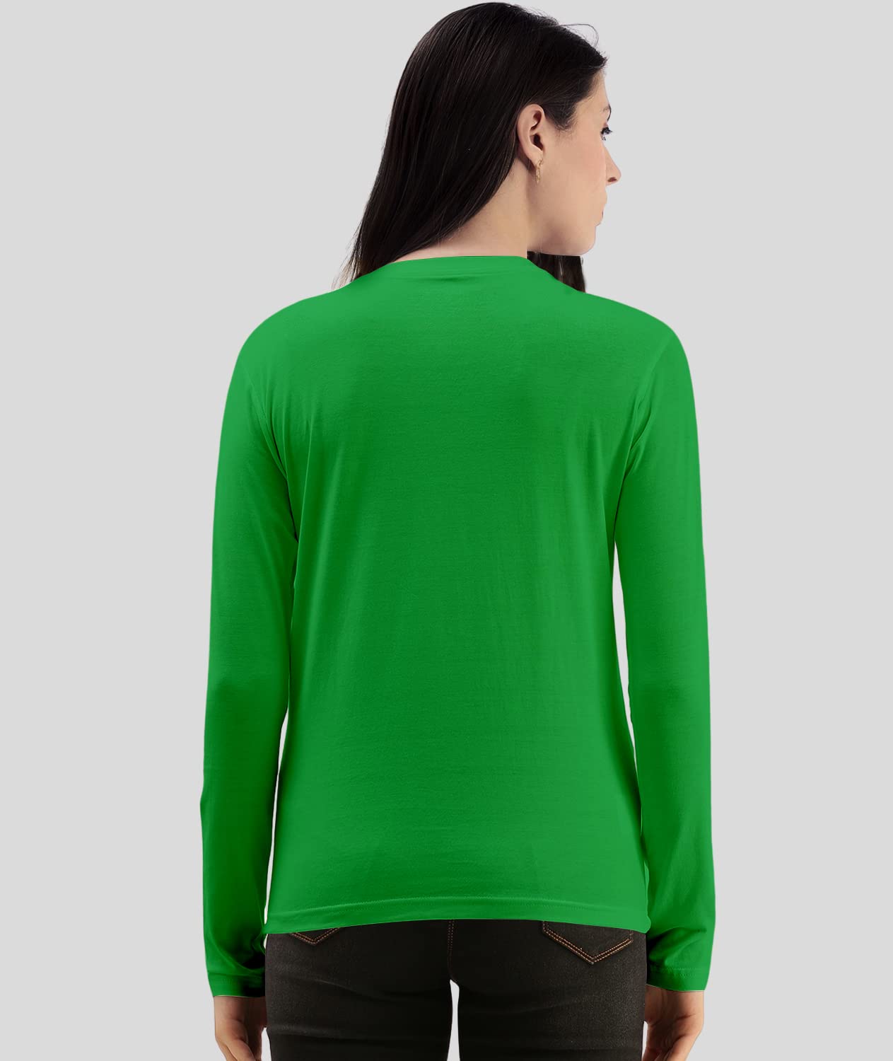 TVP Fashions Premium Plain Women Round Neck Full Sleeves Cotton Tshirt. Festive,Offer,Discount,Sale,Limited Edition, Trending Tees and Tshirts. (Green_Small) 2