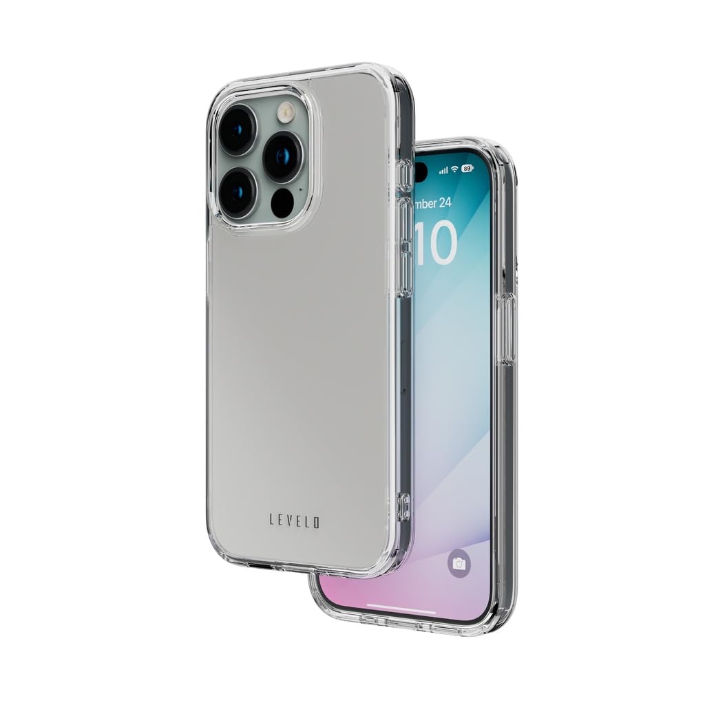 Levelo Lucu Case, Airguard Corners, Hybrid TPU with PC Construction, Reinforced Corners With Airguard, Shock-Proof Edges, 3H Anti Scratch, Matte Finish (Matte Clear, for iPhone 15 Pro)