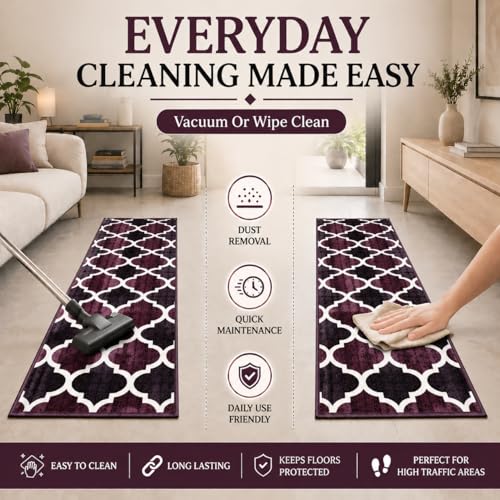 Image of Matz&More Trellis Islamic Runner Mat | 50x120 CM | Two Toned Brown | Nylon Tufted Gel Baking Anti-Slip | Doormat for Home Entrance, Kitchen & Bedroom