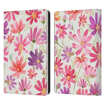 Head Case Designs Officially Licensed Ninola Cosmos Purple Summer Garden Flowers Leather Wallet Case Compatible with Amazon Kindle Paperwhite 6