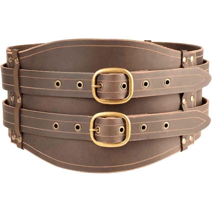 Generic Medieval Kidney Belt cosplay Leather belt brown, As Show3
