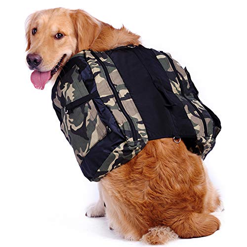 PJDDP Großer Hunderucksack,Hund Packtaschen Doppeltasche, Verstellbare wasserdichte Schultertasche Satteltasche Radtasche Hundegeschirr, Hound Travel Outdoor Hund Rucksack Für Mittelgroße Hunds,L
