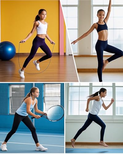 Girls Athletic Leggings High Waisted Kids Yoga Dance Pants Teen Soft Workout Running Sport Compression Tights2