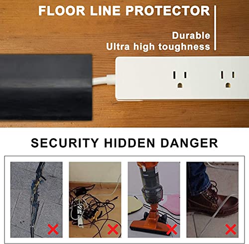 Image of 6.5Ft Floor Cord Cover Silicone Cable Protector Easy to Install Wire Organizer and Hider Ideal Extension Cord Cover for Home, Office, Garage (Black-6.5Ft)
