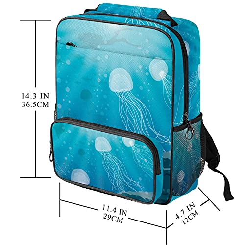 Sac à dos décontracté ordinateur portable imprimé bleu mer - 5