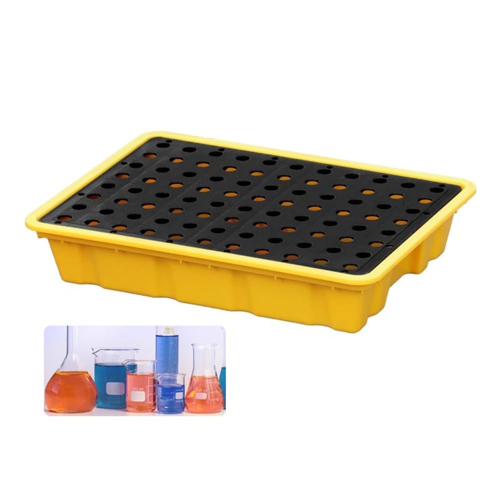 JKJZSALJ Spill Containment Pallet,Modular Spill Containment, Spill Containment Pallet, Oil Drum Spill Prevention Platform, Anti-Leakage, 17 Sizes,Yellow,49 * 35 * 9.5cm