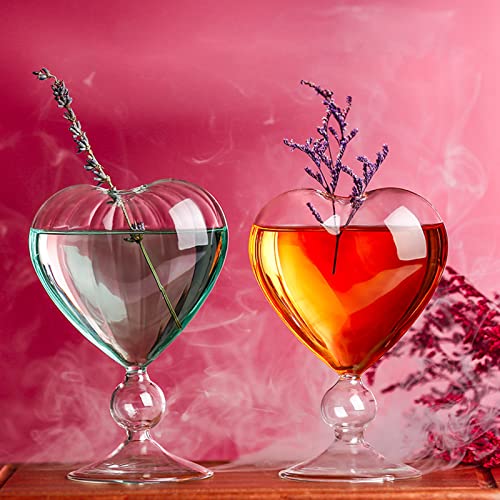 BestAlice 2 vasos de martini de cristal de cóctel, 240 ml, creativas copas de cóctel en forma de corazón con pajita, vidrio de cristal para el hogar, bar de jugo, a rayas