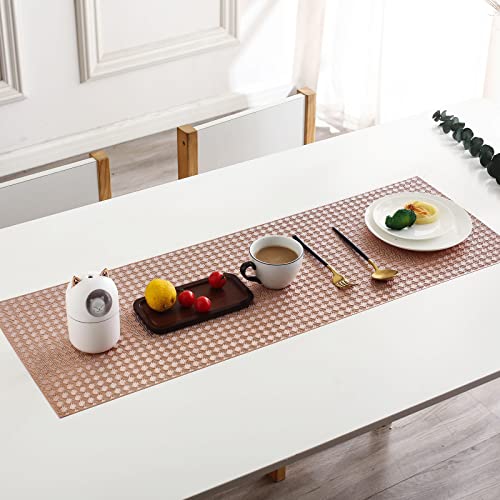 Hosoncovy Hollow Table Runner Non-slip Decorative PVC Table Mats Placemat Heat Resistant Mats for Home Party Kitchen Dining Wedding Decor (92CM X 33CM) (Rose Gold) - Image 2