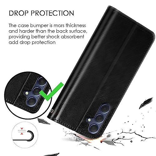 Image of WOW IMAGINE Shock Proof Flip Cover Back Case Cover for Samsung Galaxy M34 5G | F34 5G (Flexible | Leather Finish | Card Pockets Wallet & Stand | Black)
